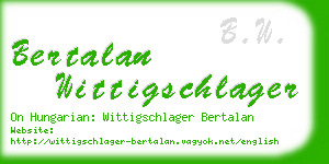 bertalan wittigschlager business card